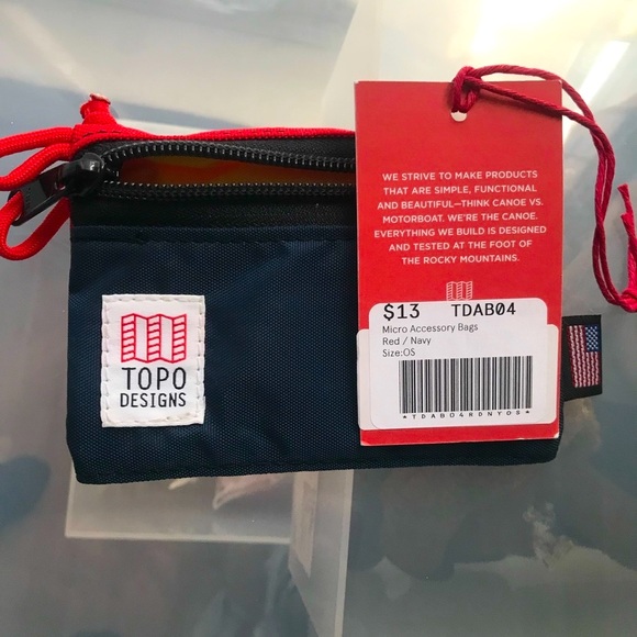 Topo Designs Other - NWT Micro / XS Topo Designs Accessory Bag - Navy Blue & Red